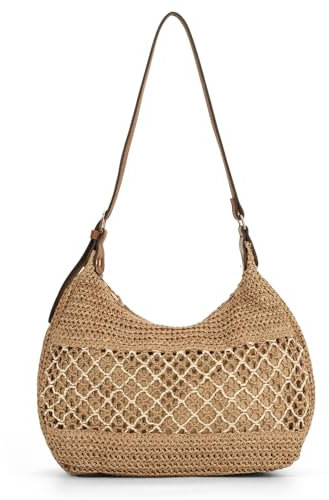 LHHMZ Sac à bandoulière en paille tissée pour femmes, Fourre-tout de plage tissé, Sac à main de plage pour voyage d'été 2025