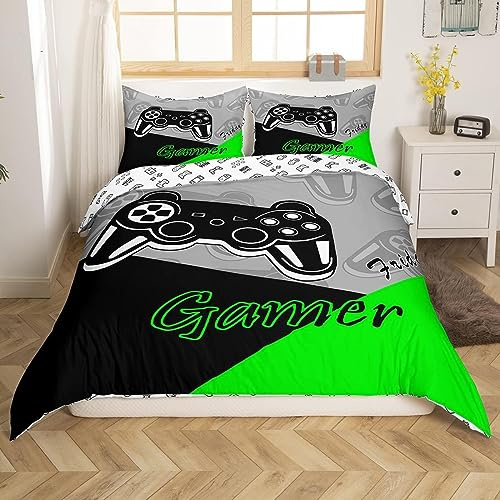 Loussiesd Gamer Bettwäsche Set 135x200cm Gaming Bettbezug Set für Junge Jugendliche Videospiel Dekor Game Controller Bettbezug Gamepad Drucken 2 teiling mit Reißverschluss