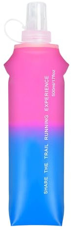 Running Soft Flask, TPU Folding Flask Water Bottle 500ml, Hiking Gear, Portable Container with Easy Open Lid, Fits Hydration Backpacks for Cycling Climbing