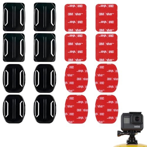 8 Stück Kleber Halterung KlebepadsKlebehalterung,Flache Gebogene 3m Halterungen,Go Pro Helm Halter,3M Helm Befestigung Gebogene,Kompatibel Mit Go Pro Hero 3 3+4 5 6 7 8 9 10 11 12 Action Kameras