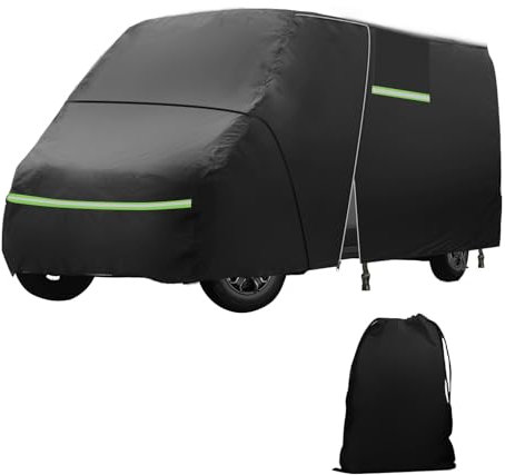 Vollgarage für FIAT Ducato 2006–2024, wasserdichte Wohnmobil-Abdeckung mit seitlichem Tür-Reißverschluss, Winddichte Bänder, Regen, Schnee, UV, Staub, Allwetter, Hagelschutz, atmungsaktive Abdeckung