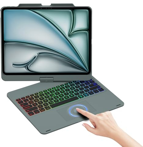 Mollenmell Funda táctil con teclado para iPad Pro de 13 pulgadas (M4, 2024), iPad Air de 13 pulgadas (M3, 2025/M2, 2024) y iPad Pro 12.9 (6ª/5ª/4ª/3ª generación), Trackpad, rotación de 360°