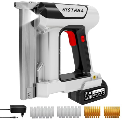 2-in-1 Akku Tacker Nagelpistole mit 4.0Ah Akku, Kompatibel mit Makita 18V | 800W Bürstenbehafteter Motor, Rückstoßfrei, mit 2000 Gerade Nägel und 2000 U-förmige Nägel, für Holz/Stoff/Teppich