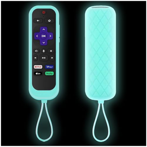 Taiyiluo 1PC Silicone Protective Controller Cover fits for TCL Roku TV Voice Remote | Element Roku | Westinghouse Roku TV Controller Cover Glow in The Dark Glow Sky Blue