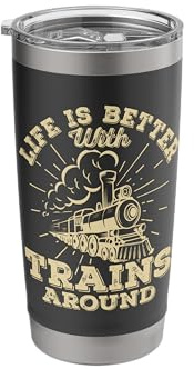 Life is Better with Trains Around Stainless Steel Insulated Tumbler