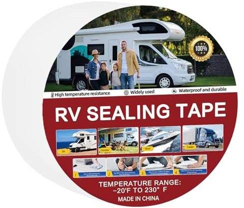 Waterproof Rv Tape, Motorhome Seam Repair, 6x20 Inches Strip with Adhesive Feature, Flexible Caravan Seal, Roof Patch Tape with Design, Repair Accessory for Drivers Road Trips Professionals