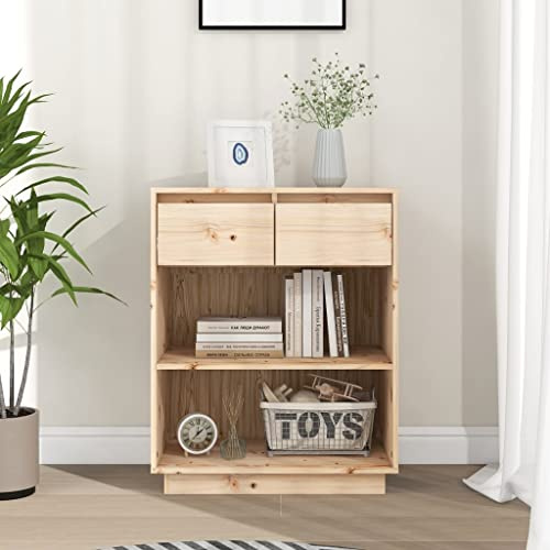Teenpull Armoire Console en Bois de pin Massif 60x34x75 cm avec Rangement tiroirs Buffet Buffet Cabinet pour Salon Chambre Bureau