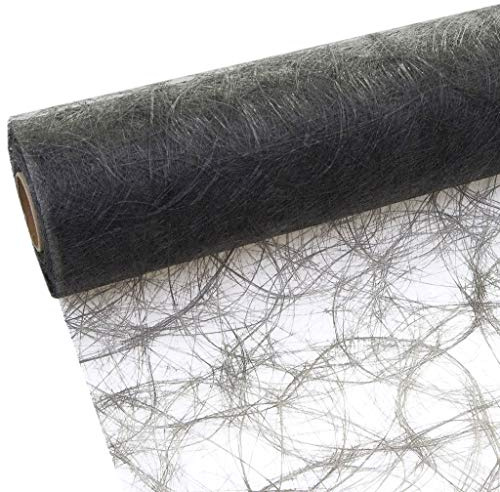 Sizoweb Runner da tavolo, rotolo da 25 metri + 100 diamanti decorativi, Poliestere, grigio scuro, 30cm Breite