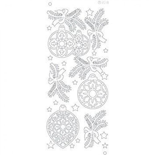 Abzieh-Aufkleber mit Lametta und Kugeln, goldfarben, 1 Blatt