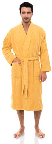 TowelSelections Herren-Bademantel, 100 % Baumwolle, Frottee, Duschbademantel, Spa-Handtuch, Bademäntel für Herren, Golden Cream, X-Large-XX-Large