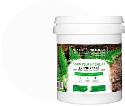 BOX DECO COULEURS Peinture naturelle écologique aspect Satin NATURA - Tassili - Murale intérieur 1 L - 18 m² Blanc Cassé