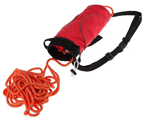 SM SunniMix Juego de Bolsas de Cuerda de Polipropileno de Rescate Flotante para Kayak de Rescate - 21 Metros Cuerda Reflectante Rojo Bolso Negro