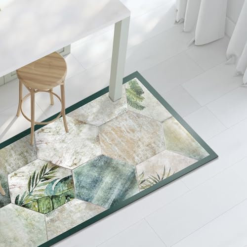 CREARREDA Tapis de Cuisine en PVC Antidérapant, Lavable, Ignifuge et Anti-Rayures - 100% Made in Italy - Tropical Composition 50x120