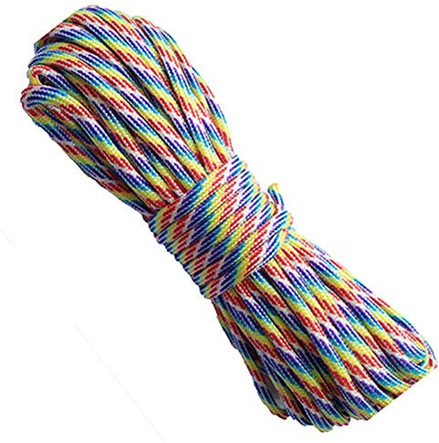 Egurs Paracord 15m/49ft Bunt Paracord Seil Schnüre 550 ?4mm Paracord Schnur Outdoor Camping Zubehör Zeltseil für Armband Schlüsselanhänger Anhänger Haustier Halsband Seile Regenbogen