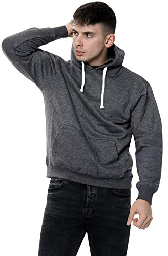 True Face Mens Hoodie Pullover Fleece Classic Hooded Top Plain Ribbed Cuff Long Sleeve Sweatshirt Pull Over Jumper Hoody Top
