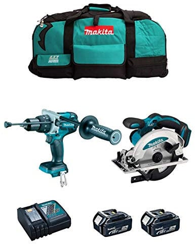 Kit MAKITA MK208 (Schlagbohrschrauber DHP481 + Handkreissäge DSS610 + 2 Batterien 5,0 Ah + Ladegerät + LXT600)