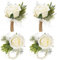 Guador Boutonniere Hochzeit, 2 Set Rose Gästeanstecker Rose Handgelenk Corsage Boutonnieres Künstliche Hochzeit Zubehör für Bräutigam Braut Brautjungfer Gäste Herren Damen Tanzparty