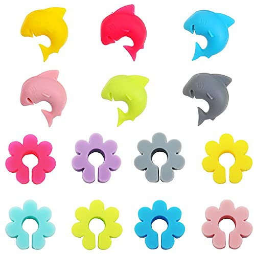 CTRICALVER Identificador de Copas, 14 pcs Identificadores de Vidrio Marcadores de Bebidas de Silicona,para Fiesta de Bar en Casa
