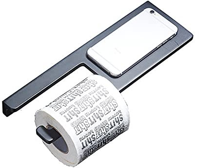 Toilettenpapierhalter Mit Ablage, Aluminium Klopapierhalter Bohren Klorollenhalter Wandmontage Papierrollenhalter Schwarz