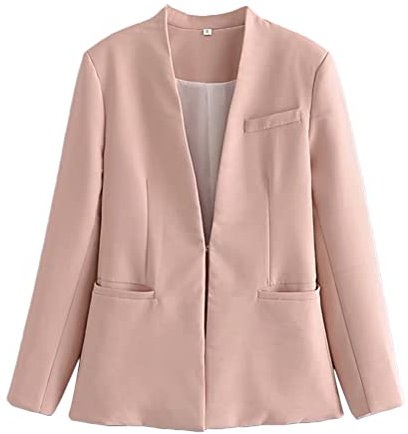 Onsoyours Blazer Donna Elegante Casual Giacche da Abito Slim Fit Maniche Lunghe B Rosa Chiaro M