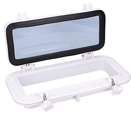 Oblò rettangolare in vetro temperato finestra di apertura per Marine Boat Yacht RV bianco 15-3/4 x 7-7/8in K7v249