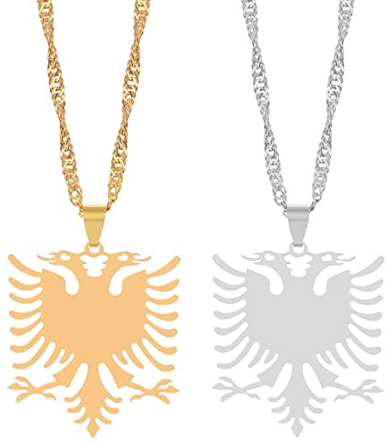Luunay Albanische Adler Halskette Edelstahl Schmuck Pullover Schlüsselbein Kette Damen Frauen Erwachsene 316L Edelstahl Halskette