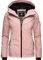MARIKOO leicht gefütterte Damen Übergangsjacke kurz Outdoor-Jacke mit Jersey-Innenfutter und großer Kapuze Brombeere Powder Rose Gr. XL