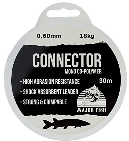 Major Fish Connector Shock Leader Hardmono Schnur Vorfachmaterial 0.60 mm - 40 LB