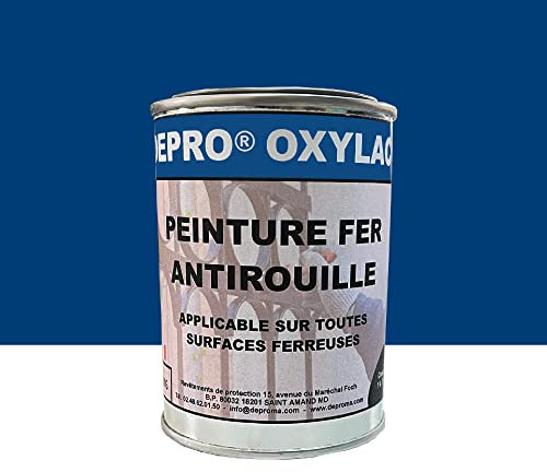 DEPROMA OXYLAC Peinture antirouille pour métal neuf et rouillé - 200GR (BLEU FRANCE)