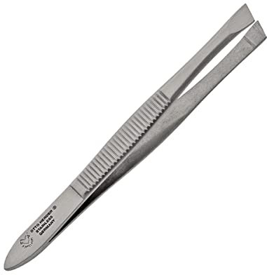 OTTO HERDER Pince à épiler – Pince à épiler inoxydable 8 cm Poignée striée – Pince à épiler pour une épilation précise / Version biseautée pour épiler les petits poils