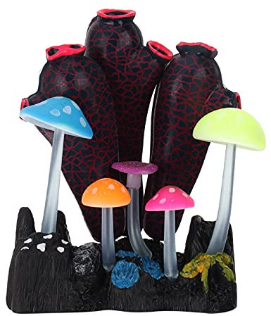 7 pezzi acquario in silicone fungo albero marino, pianta di simulazione silicone corallo decorazione acquario per acquari acquari