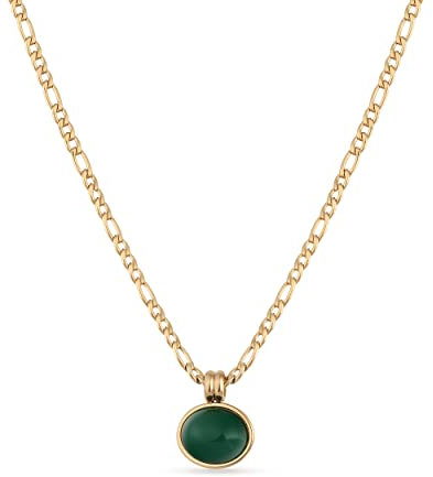 * Einzelstück Ubud Halskette mit grünem Stein Anhänger | 14K vergoldet Edelstahl (Ubud Kette Emerald)