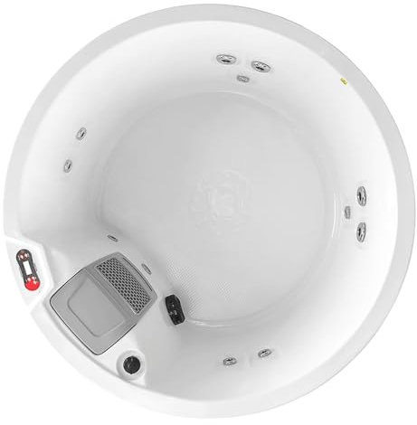 CANADIAN SPA CO. Okanagan UV Outdoor Hot Tub 2 bis 3 Personen, 160x160x73 cm, rund, mit Abdeckung, LED Beleuchtung, Heizung und 10 Hydrotherapiedüsen, ganzjährige Nutzung