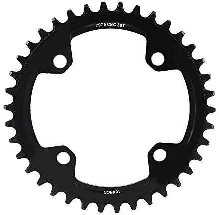 KIMISS 32 34 36 38T Bcd 104, Cadena de Manivela única de Acero para Bicicleta, Plato Bcd, Piezas de Reparación de Anillo Ancho Estrecho de Montaña (Rojo 34T) (Negro)