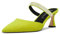 Saekcted Mujer Chunky Ancho Medio Heel Puntiaguada Punta Pumps Slip-on Diamante Cristal Casual Cute Mules Zapatos Verde Lima 40 EU