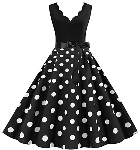 MeiLyviba Kleider Damen 50er 60er Jahre Kleid Neckholder 1950Er Abendkleider Hepburn Stil Rockabilly Retro Kleider Petticoat Kleid Hepburn Kostüm Vintage Cocktailkleid