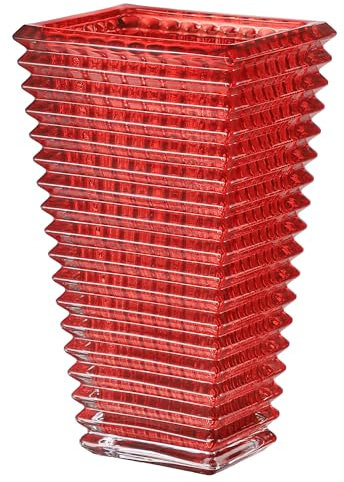 MCMCNCUIU Grand Vase en Verre Rouge en Cristal pour centres de Table, Grand Vase en Verre Moderne pour Salon, Cuisine, Table à Manger, Anniversaire, Mariage, 28 cm