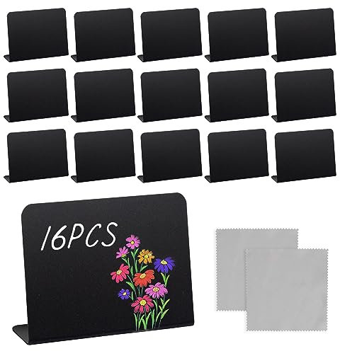 Lot de 16 mini panneaux de tableau noir réservés pour tables - Étiquettes de prix pour affichage de nourriture, buffet, menu, fête de mariage - 10,2 x 7,6 cm