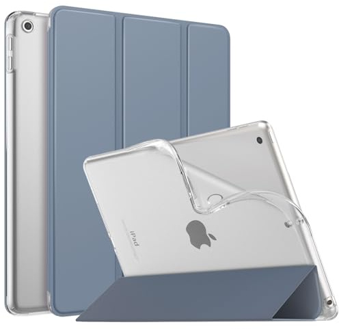Moko Hülle für iPad 9./8./7. Generation (2021/2020/2019), Grauviolett | für iPad 10.2 Zoll Hülle Dünn Ständer Schutzhülle mit Weicher TPU-Rückseite PU Leder Schutzhülle Auto Schlafen/Wachen