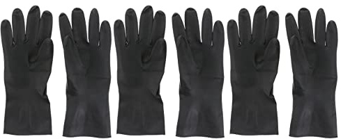 Haarschampoo Handschuhe 3 Paar Schwarz aus Gummi Kunststoff | Rutschfest, Waschbar und Wiederverwendbar, für Salon Haarfärben und Küche