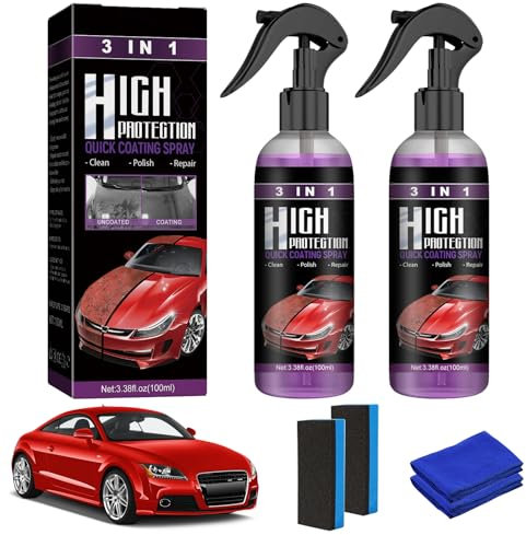 KIKVTER 2 Stück High Protection 3in1 Spray, 3 in 1 Beschichtungsspray, Auto Politur, Autobeschichtungsspray 3 in 1, Car Nano Kratzer Spray, Auto-Nano-Beschichtungsspray für Autos Motorräder