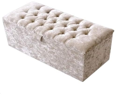 luxisleepltd Beautiful Chesterfield Linen Turin Fabric ottoman storage box blanket box,Living room,Bed room (Cream, Medium)