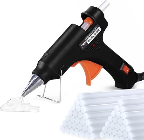 SHARRLA Hot Glue Gun, UK Plug Mini Heats Up Glue Gun for Crafts, Hobby, Craft, Home Repairs, Fabric, Wood, Glass, Card, ON-Off Switch for DIY Arts (20 WATT Black Glue Gun)