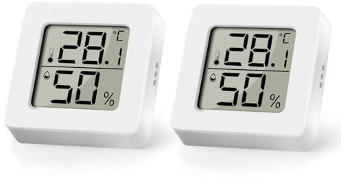 AiQInu 2 Pièces Mini Thermomètre Hygromètre, Digital Thermometre Interieur, Magnétique Hygrometre Haute Précision pour Maison, Chambre Bébé, Culture and Cave