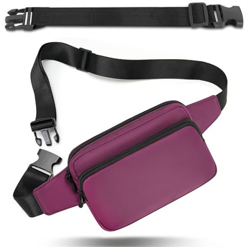Bauchtasche Gürteltasche Hüfttasche mit Einem 30 cm Verlängerten Gürtel Unisex Modern Umhängetaschen Handytasche für Outdoor Reise Wandern Hundetraining Damen und Herren (Violett)