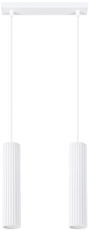SOLLUX lighting Hängelampe Pendelleuchte Hängeleuchte Deckenlampe Lampe Decke Aluminium 2 Flammig 30 x 6,5 x 16,5 cm Karbon Weiß