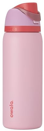 Owala FreeSip Insulated Stainless Steel Water Bottle with Straw for Sports and Travel, BPA-Free Sports Water Bottle, 32 oz, Pink, Angel Food Cake