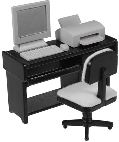 Toddmomy 1 Set Miniatur-Laptop-Computer Und Bürotisch Im Maßstab 1:12 Puppenhaus-Simulations-Desktop-Computer Mit -Tastatur-Modell Zum Rollenspiel