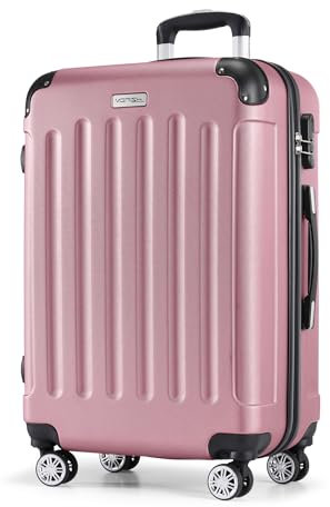 MERISH Reisekoffer Koffer Kofferset Trolleys Zwillingsrollen 3tlg. Hartschale in 9 Farben (Rose, L)