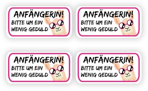 GamesMonkey® - 4 Anfänger-Aufkleber (20 x 10 cm) für Fahranfänger – Auto-Anfänger-Aufkleber – Führerschein-Geschenk – Anfänger-Aufkleber für die Fahrschule (1049-V4)